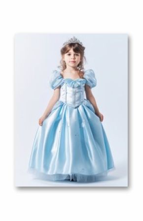 Little princess in a blue dress with a diadem on her head , Generative AI