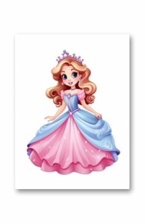 beautiful drawn blonde princess on a white background