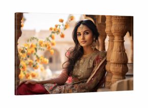 Beautiful indian woman or princess in traditional wear and jwellery