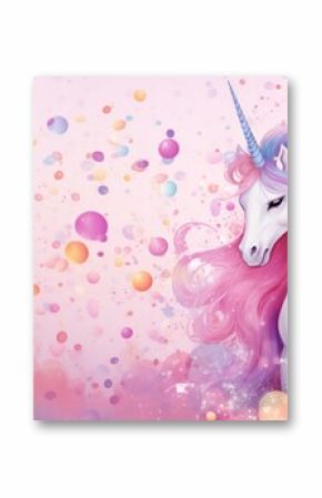 Rainbow pink color birthday glitter unicorn princess party pony background little girl mermaid fun summer sparkle