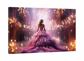 fantasy beauty girl princess . Medieval vintage purple dress. Capricious attractive face. Historical woman lady glamorous queen. Fashion model posing emotional portrait. candels background