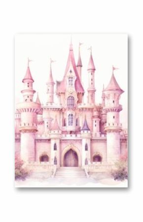 Princess castle in a fairytale style, a wonderful cute princess castle in a fairytale style, pink design. Ai generated