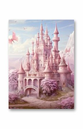 Princess castle in a fairytale style, a wonderful cute princess castle in a fairytale style, pink design. Ai generated