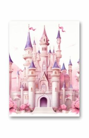 A wonderful cute princess castle in a fairytale style, a wonderful cute princess castle in a fairytale style, pink design. Ai generated