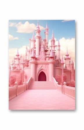 Majestic Pink princess castle tower. Story tale. Generate Ai