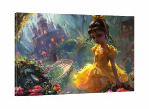 Concept illustration of a Beautiful little princess in a fairy tale AI generated image
