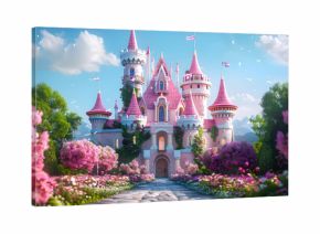 3d illustration fairy tale castle building