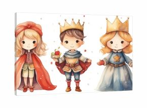 princess and prince artful watercolor nursery cute illustration isolated on white background clipart artwork, Generative Ai