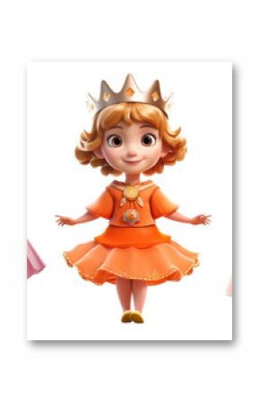 3d cute princess png element set on transparent background