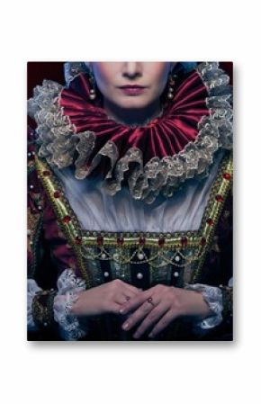 Queen in royal dress and luxuriant collar