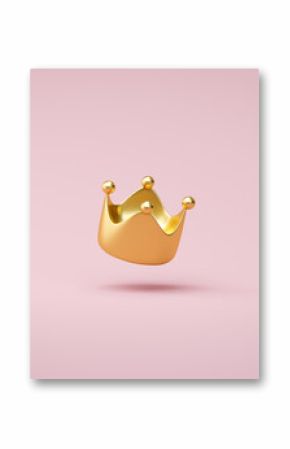 Gold crown on pink background with victory or success concept. Luxury prince crown for decoration. 3D rendering.