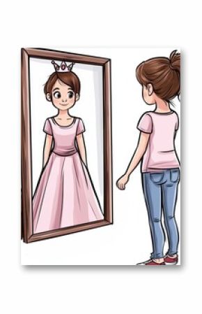 Young girl sees herself as a princess