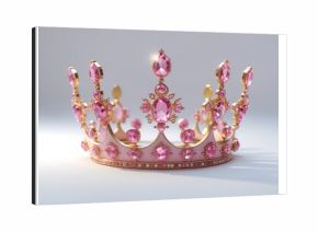 Pink Princess Crown Ornate Gold Delicate Gems Regal Jewelry Headwear Diadem Fantasy image