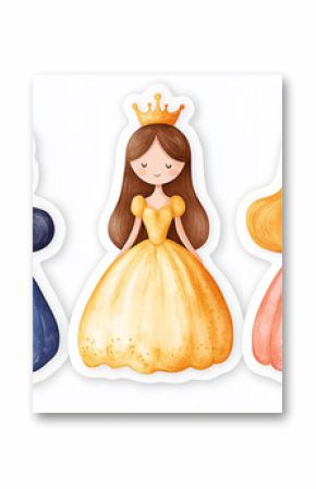 cut sticker set of princess isolated on white background