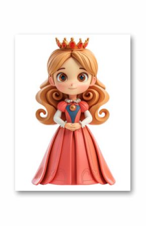 A Charming Princess Figurine Radiating Joy and Elegance with a Delightful Crown and Vibrant Dress