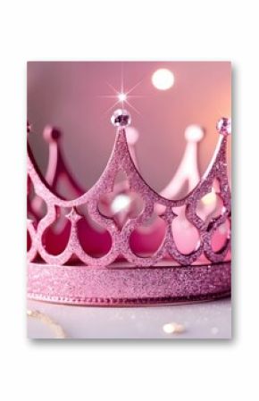 Beauty pink crown background Shimmering pink crown banner Pink princess crown with glitters for a magical and royal look, princess, crown, pink, glitter, sparkles, fairytale, royalty