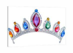 Colorful jeweled crown, princess tiara, royal headwear