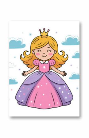 fairy tale cute blond princess illustration, png transparent background