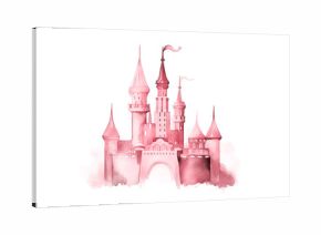 Magic princess pink fairy tale castle.
