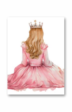 Princess watercolor clipart, isolated, transparent background, created with Generative AI technology