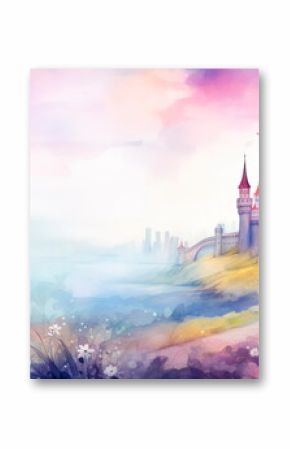 watercolor background with a whimsical and fairytale-like theme, perfect for children's book illustrations or magical storytelling.