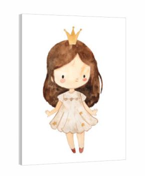 Watercolor girl princess illustration for kids