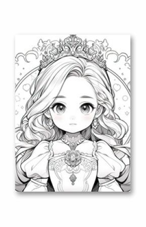 Coloring book for children, princess girl character.