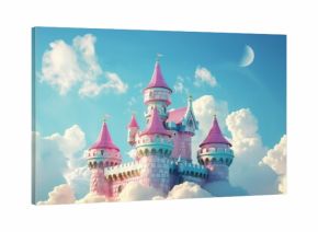 Pink princess castle in the clouds 