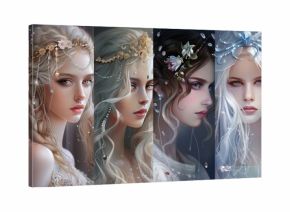 Beautiful fantasy fairy tale elf woman princess portrait collection set wallpaper AI generated image
