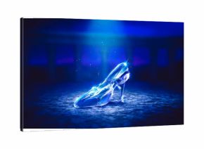 3D image of Cinderella's glass slipper on the floor