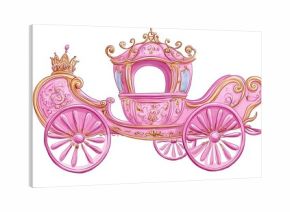A pink princess carriage on a white background