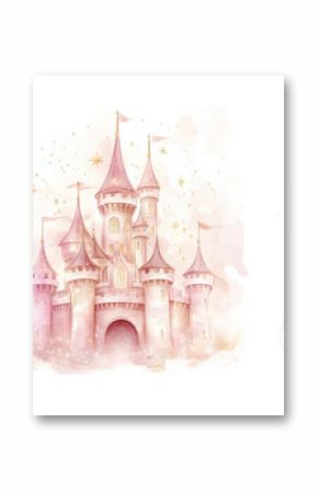 pink clipart princess watercolor pony castle