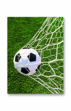 soccer ball in goal net