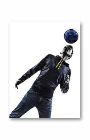 young man soccer freestyler player silhouette