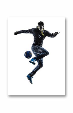 young man soccer freestyler player silhouette