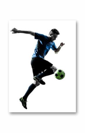 caucasian soccer player man juggling silhouette