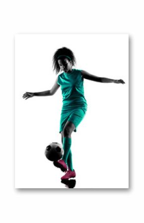 teenager girl child  soccer player isolated silhouette