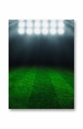 Illuminated football field at night