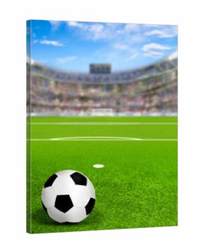 Soccer Arena With Ball on field and Copy Space