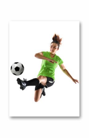 Female Soccer Player Kicking Ball