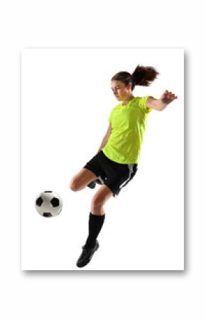 Female Soccer Player Kicking Ball