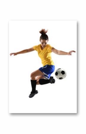 Female Soccer Player Kicking Ball