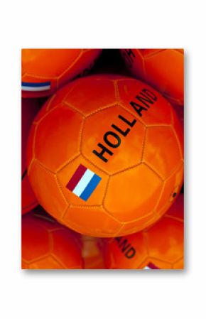 a orange soccerball with dutch flag