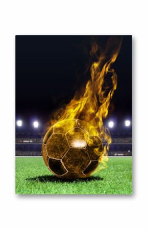 fiery soccer ball on field