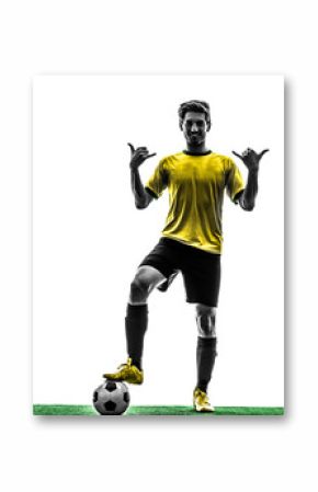 brazilian soccer football player young man saluting  silhouette