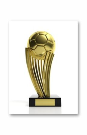 Football golden trophy isolated on white