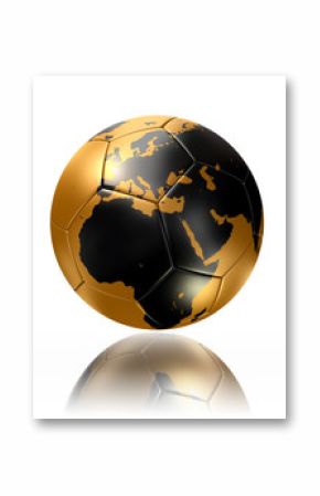 gold soccer ball globe world map europe africa