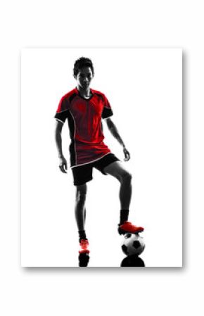 asian soccer player young man silhouette