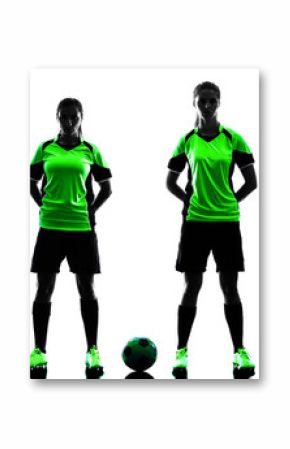 women soccer players isolated silhouette