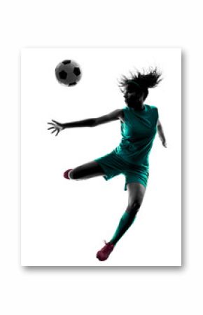 teenager girl soccer player isolated silhouette